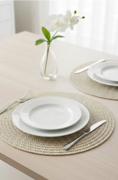 Сплетені круглі підставки на стіл 2 штуки - бежевий