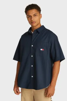 Мужская темно-синяя рубашка EASY POPLIN Синий L Tommy Jeans DM0DM18885
