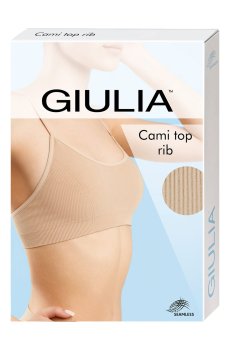 Бесшовный топ женский Giulia Cami Top Rib в рубчик, на тонких бретелях, White, размер L/XL