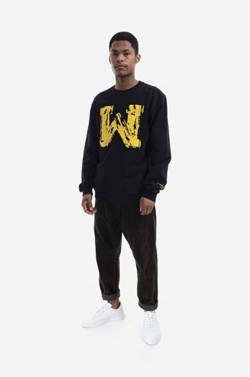 Хлопковая кофта Maharishi Chanile W x Warhol мужская цвет чёрный с аппликацией 9645.BLACK-BLACK Хлопковая кофта Maharishi Chanile W x Warhol мужская цвет чёрный с аппликацией 9645.BLACK-BLACK
