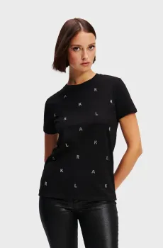 Женская черная футболка RHINESTONE Черный M Karl Lagerfeld A1W17078