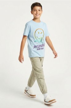 Бавовняна футболка з принтом SmileyWorld® - блакитний