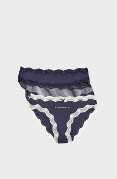 Женские синие трусики-слипы (3 шт) JIMMA Синий XL Etam 6556618