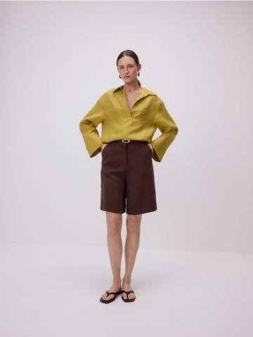 Reserved - LADIES` SHORTS & BELT - темно коричневий - 7403Y-89X Reserved - LADIES` SHORTS & BELT - темно коричневий - 7403Y-89X