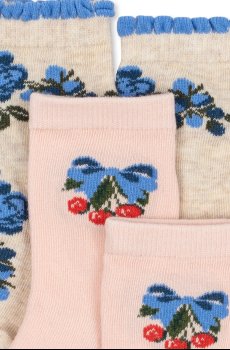 Детские носки Konges Sløjd 2 PACK FLOWER AND CHERRY JACQUARD SOCKS 2 шт