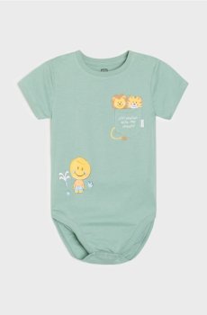 Бавовняне боді з принтом Mini Smiley® - синьо-зелений