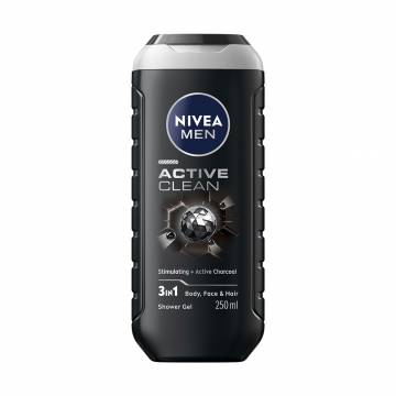 Гель для душа NIVEA MEN Активное очищение, 3 в 1 для тела, лица и волос, 250 мл Гель для душа NIVEA MEN Активное очищение, 3 в 1 для тела, лица и волос, 250 мл