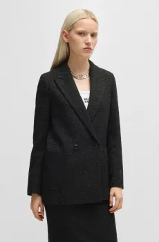 Женский черный твидовый блейзер Черный 32 HUGO 50525903;979