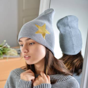 Шапки Lemanta Шапка для дівчаток сіра (звезда золото) Шапки Lemanta Шапка для дівчаток сіра (звезда золото)