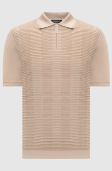 Бежевое поло с шелком
