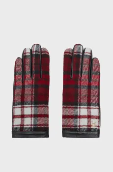 Женские кожаные перчатки в клетку TOMMY CHECK LEATHER GLOVES Разноцветный S-M Tommy Hilfiger AW0AW15362