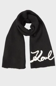 Женский черный шарф signature Черный ONESIZE Karl Lagerfeld A4W33028