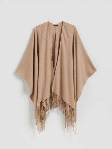 Reserved - Пончо з бахромою - пшеничний - 650FD-12X