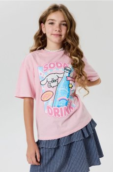 Бавовняна футболка з принтом Cinnamoroll - рожевий