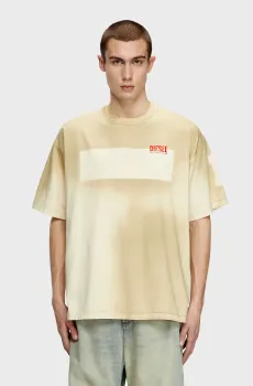 Мужская бежевая футболка T-BOXT-SLITS-R23 Бежевый S Diesel A16975 0IKAV
