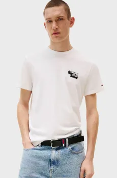 Мужская белая футболка SLIM STACK LOGO Белый S Tommy Jeans DM0DM21539
