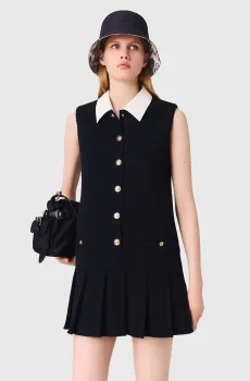 Женское темно-синее твидовое платье Синий 38 MAJE MFPRO04325_Navy