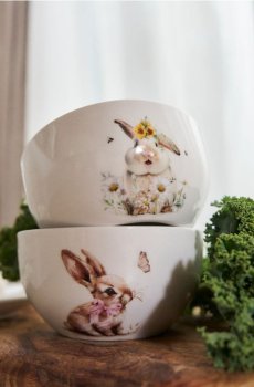 Великодня миска з принтом зайчика - білий