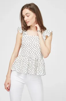 Женский белый топ в горошек Белый 36 Naf Naf PENT101A