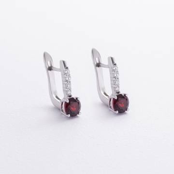 Серебряные серьги с пиропом и фианитами 2521/1р-GARN Серебряные серьги с пиропом и фианитами 2521/1р-GARN