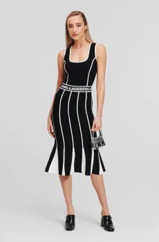 Женское черное платье lslv logo knit dress Черный XL Karl Lagerfeld 245W1330