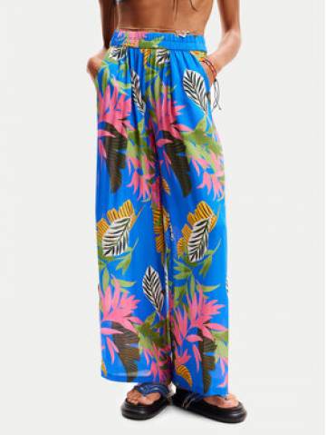 Desigual Штани з тканини Tropical Party 24SWMW21 Голубий Loose Fit Desigual Штани з тканини Tropical Party 24SWMW21 Голубий Loose Fit
