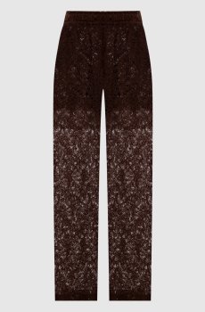 Коричневые брюки из кружева