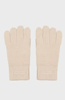 Мужские бежевые шерстяные перчатки PATCH Бежевый ONESIZE Calvin Klein LV14D8031G