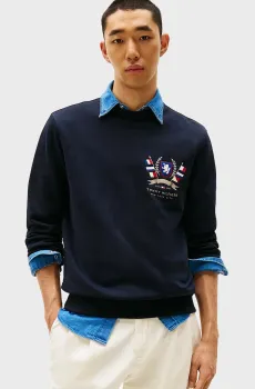 Мужской темно-синий свитшот HILFIGER COLOR CREST Синий XXL Tommy Hilfiger MW0MW39253