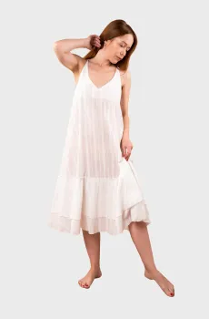 Женская белая ночная рубашка в полоску Белый M brabrabra HOM2420110