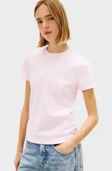 Женская розовая футболка REG TJ BUBBLE Розовый XXS Tommy Jeans DW0DW22310