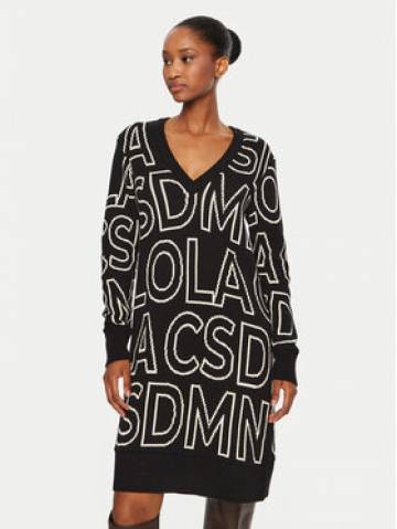 lola_casademunt Трикотажна сукня LF2416004 Чорний Regular Fit lola_casademunt Трикотажна сукня LF2416004 Чорний Regular Fit