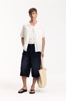 Reserved - Мішкуваті джинсові шорти - сірий - YV419-90J