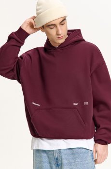 Cropp - Худі з принтом - темно-бордовий