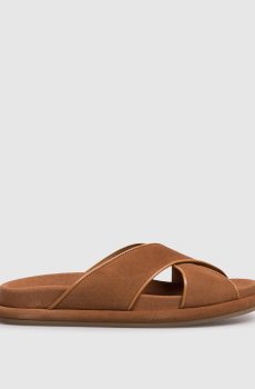 Коричневые замшевые шлепанцы