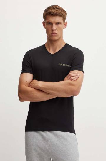 Футболка лаунж Emporio Armani Underwear 2 шт цвет чёрный с принтом 111849 4F717 Футболка лаунж Emporio Armani Underwear 2 шт цвет чёрный с принтом 111849 4F717