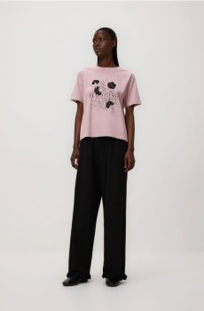Reserved - Бавовняна футболка з принтом - пастельний рожевий - 183HT-03X