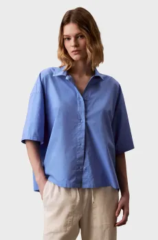 Женская голубая рубашка S/S BUTTON DOWN Голубой L Calvin Klein 000QS7314E