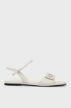 Женские бежевые кожаные сандалии FLAT SANDAL RELOCK LTH Бежевый 36 Calvin Klein HW0HW01942