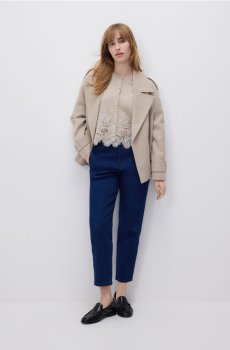 Reserved - Кардиган з мереживною обробкою - бежевий - 877IP-08M