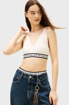 Женский белый шерстяной топ TOMMY GIRL KNITTED Белый S Tommy Jeans DW0DW22501