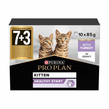 Влажный корм для котят Pro Plan Kitten Healthy Start с индейкой, кусочки в подливке, 10*85 г Влажный корм для котят Pro Plan Kitten Healthy Start с индейкой, кусочки в подливке, 10*85 г