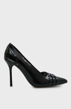 Женские черные кожаные лодочки SARABANDE Черный 38 Karl Lagerfeld KL30927