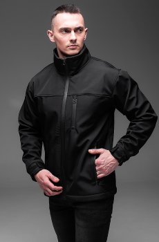 Мужская куртка на флисе черная RA-2225-black