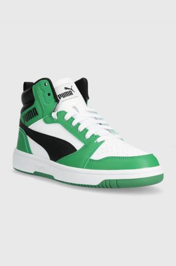 Детские кроссовки Puma Rebound V6 Mid Jr цвет зелёный Детские кроссовки Puma Rebound V6 Mid Jr цвет зелёный