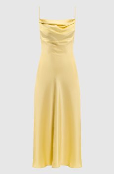 Желтое платье миди из шелка