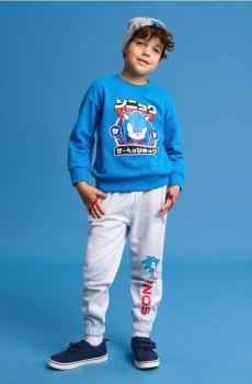 Світшот із круглим вирізом і принтом Sonic the Hedgehog - синій