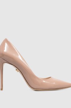 Бежевые кожаные лакированные туфли