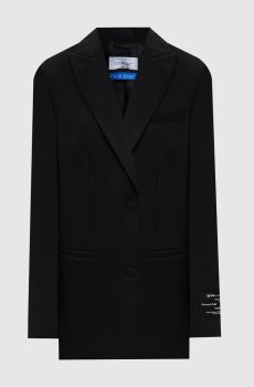 Черный жакет из шерсти с нашивкой