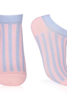 Носки женские AmiGA укороченные, полоска, розово-голубые, размер 23-25